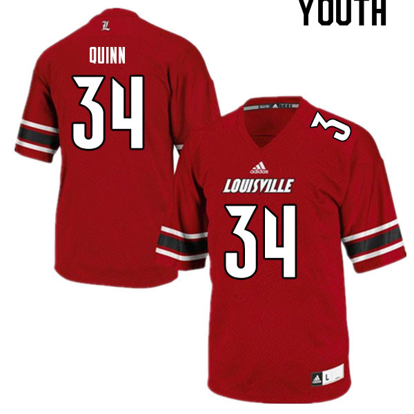 Youth #34 TJ Quinn Louisville Cardinals College Football Jerseys Sale-Red - Click Image to Close